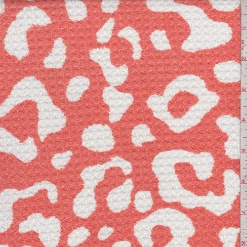 3 YD PC-Coral/White Animal Print Bubble Thermal Knit Fabric