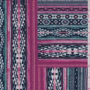 4 YD PC-Violet/Fuchsia Aztec Block Crepe Knit Fabric