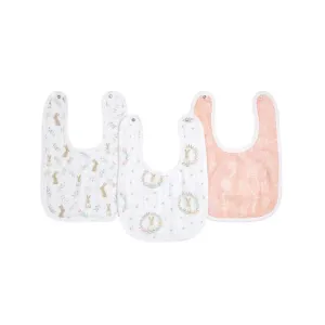 aden   anais Essentials Cotton Muslin Baby Snap Bibs - 3 Pack - Blushing Bunnies