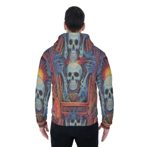 All-Over Print Men's Sherpa Fleece Zip Up Hoodie, skull, themed abstract, #25MM