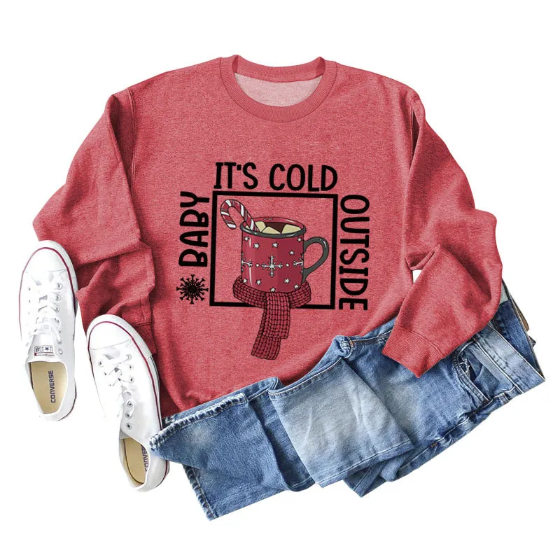 Baby, It's Cold Outside The Name Print Loose Long-sleeved Sweatshirt