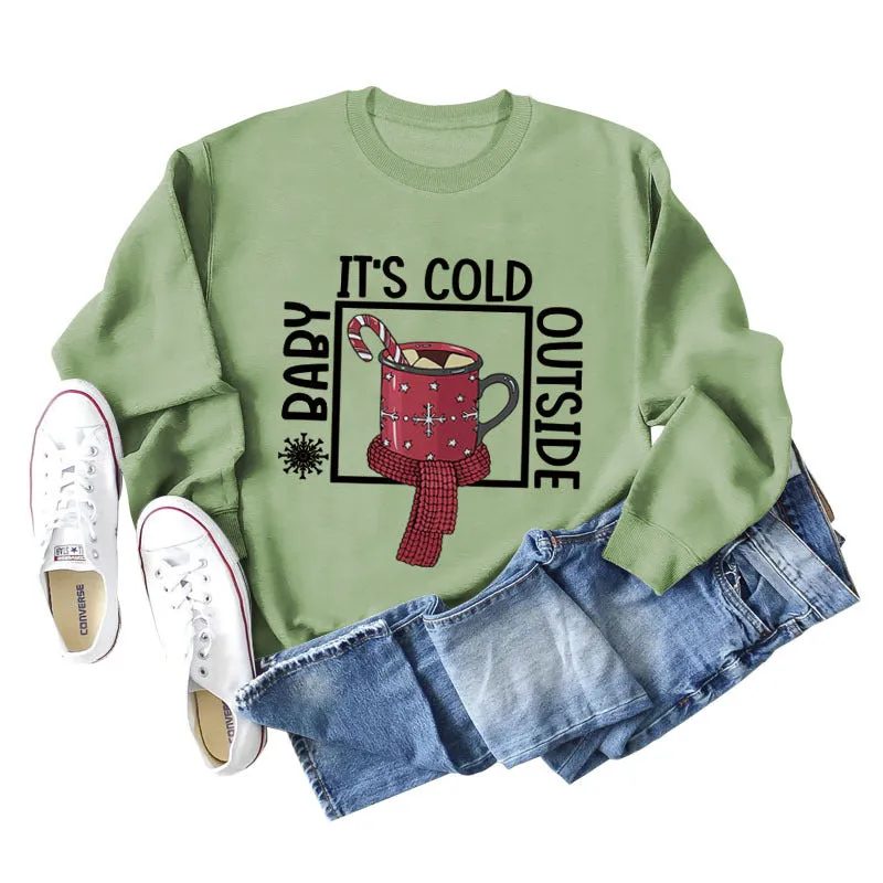 Baby, It's Cold Outside The Name Print Loose Long-sleeved Sweatshirt