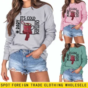 Baby, It's Cold Outside The Name Print Loose Long-sleeved Sweatshirt