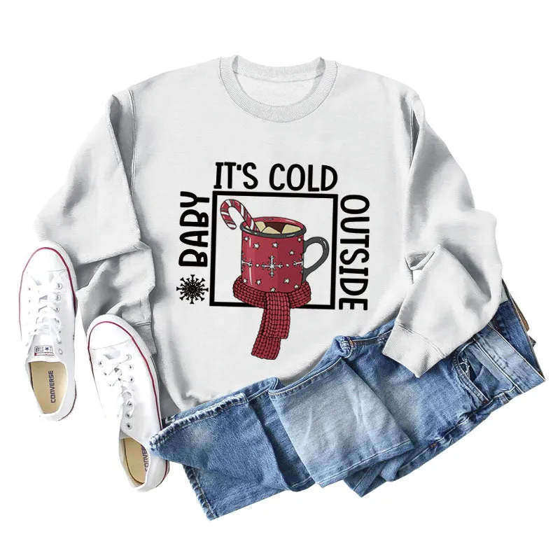 Baby, It's Cold Outside The Name Print Loose Long-sleeved Sweatshirt