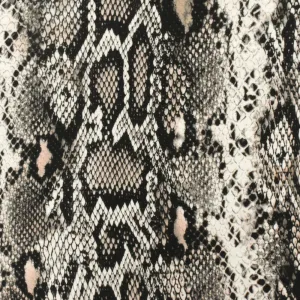 Beige-Black-Multi Famous Designer Snake Printed Viscose Crepe Faille Fabric