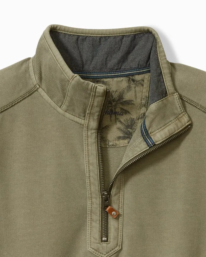 Ben & Terry Half-Zip Sweatshirt in Tea Leaf by Tommy Bahama