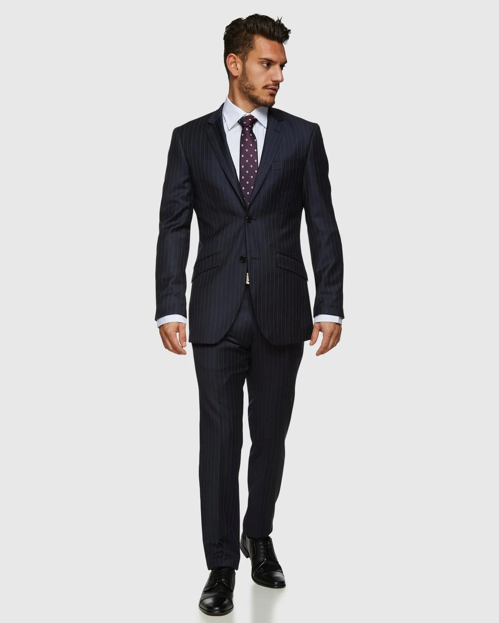 Big Guys Navy 2 Trouser Pinstripe Wool Suit Set