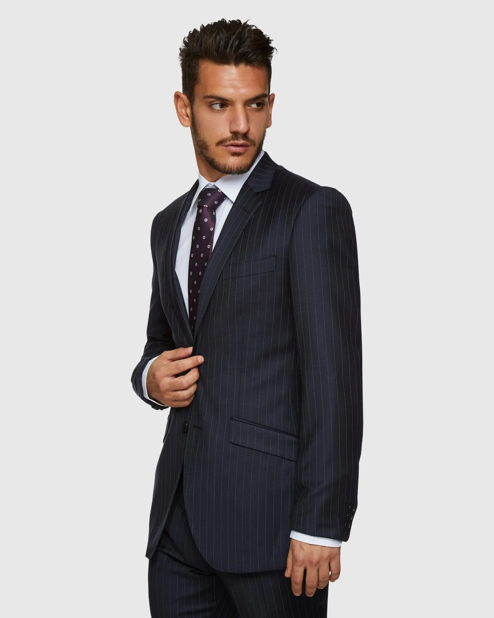 Big Guys Navy 2 Trouser Pinstripe Wool Suit Set