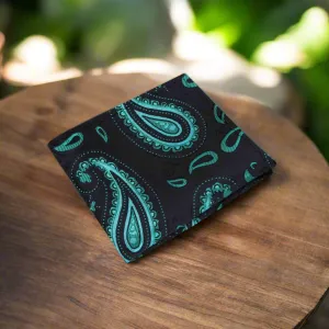 Black and Green Paisley Pocket Square