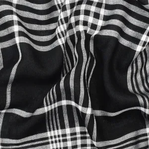 Black-White Famous Maker Cotton Plaid Gauze Woven Fabric