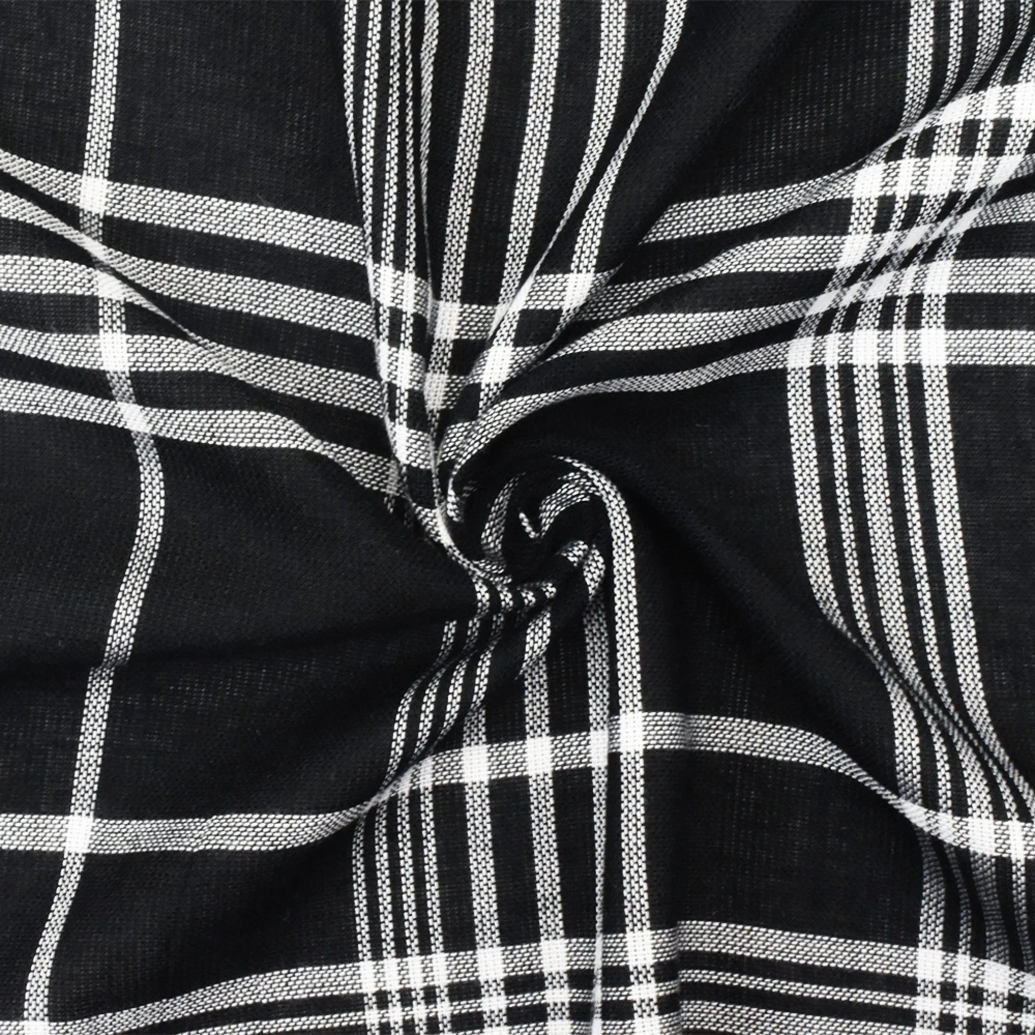 Black-White Famous Maker Cotton Plaid Gauze Woven Fabric