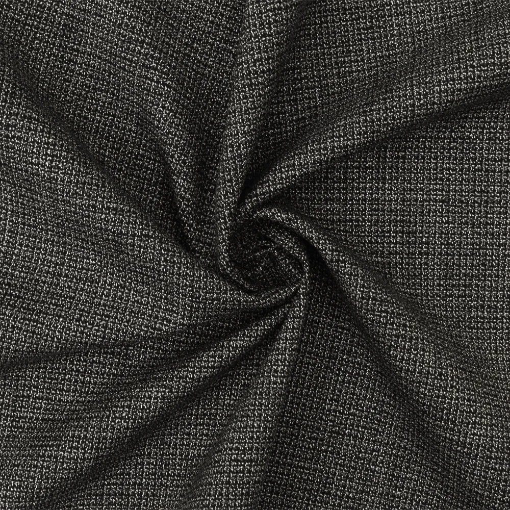 Black-White Texture Stretch Poly Blend Suiting Woven Fabric