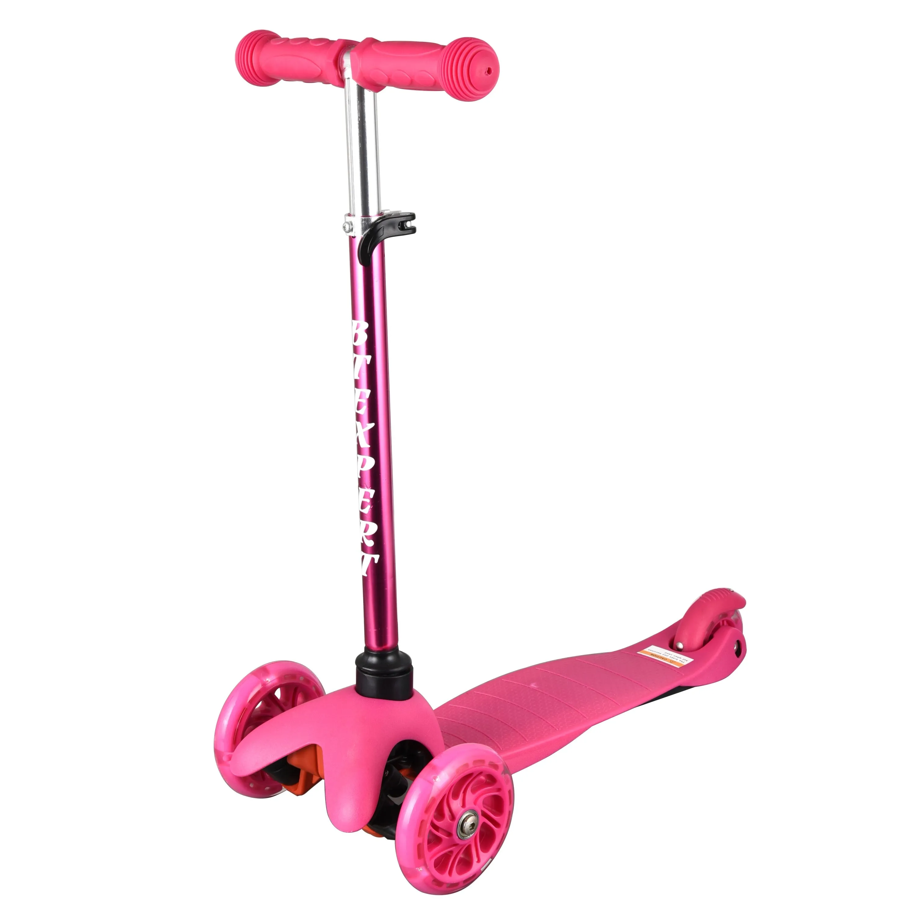 BTEXPERT Indoor Outdoor Height Adjustable and T-Bar Kids Mini Kick Scooter LED 3 Lights Wheels Ages 3 YEARS AND UP