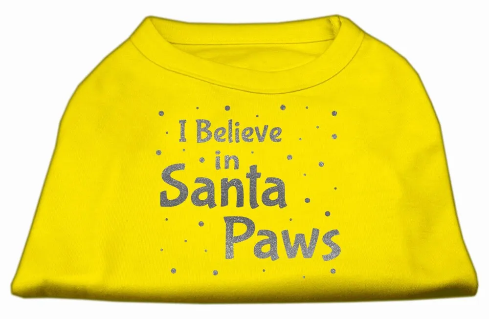 Christmas Screenprinted Dog Shirt, "I Believe In Santa Paws"