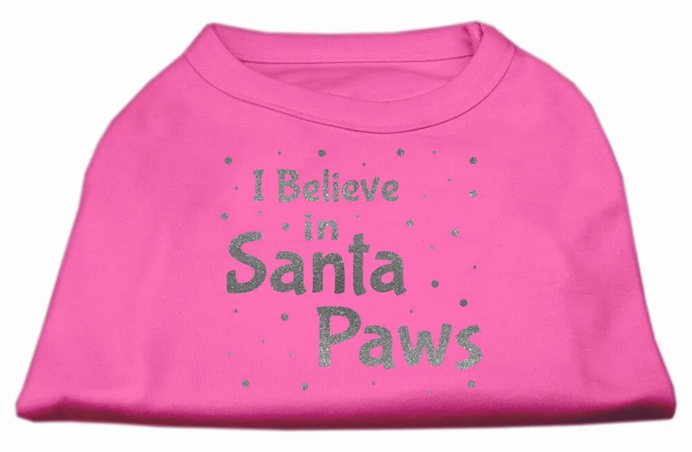 Christmas Screenprinted Dog Shirt, "I Believe In Santa Paws"