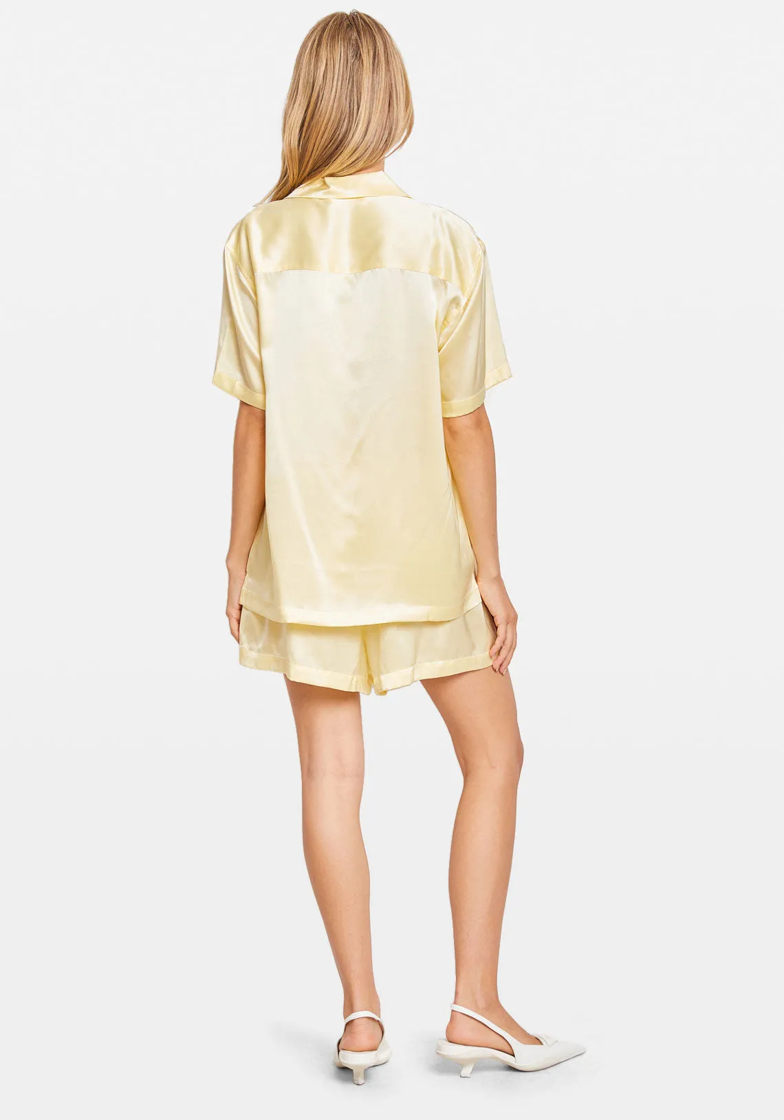 CORE SHORT SLEEVE SHIRT PALE YELLOW SILK