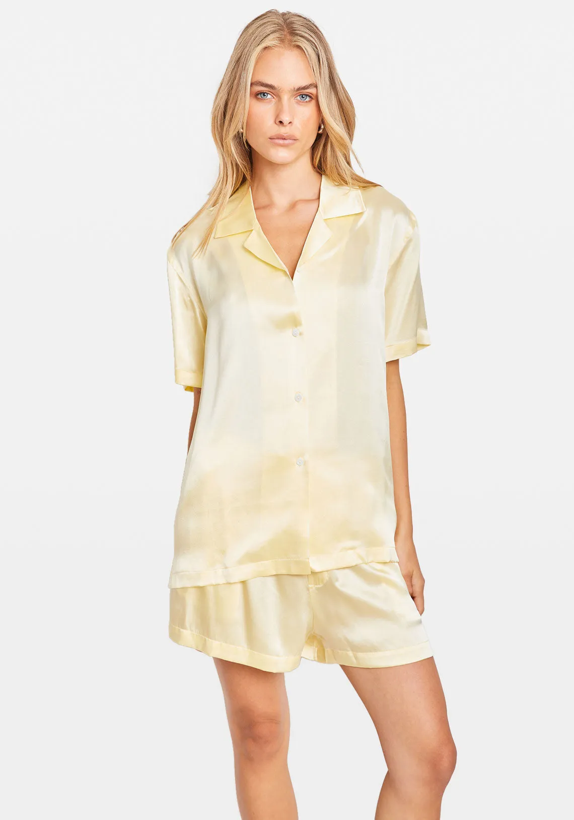 CORE SHORT SLEEVE SHIRT PALE YELLOW SILK