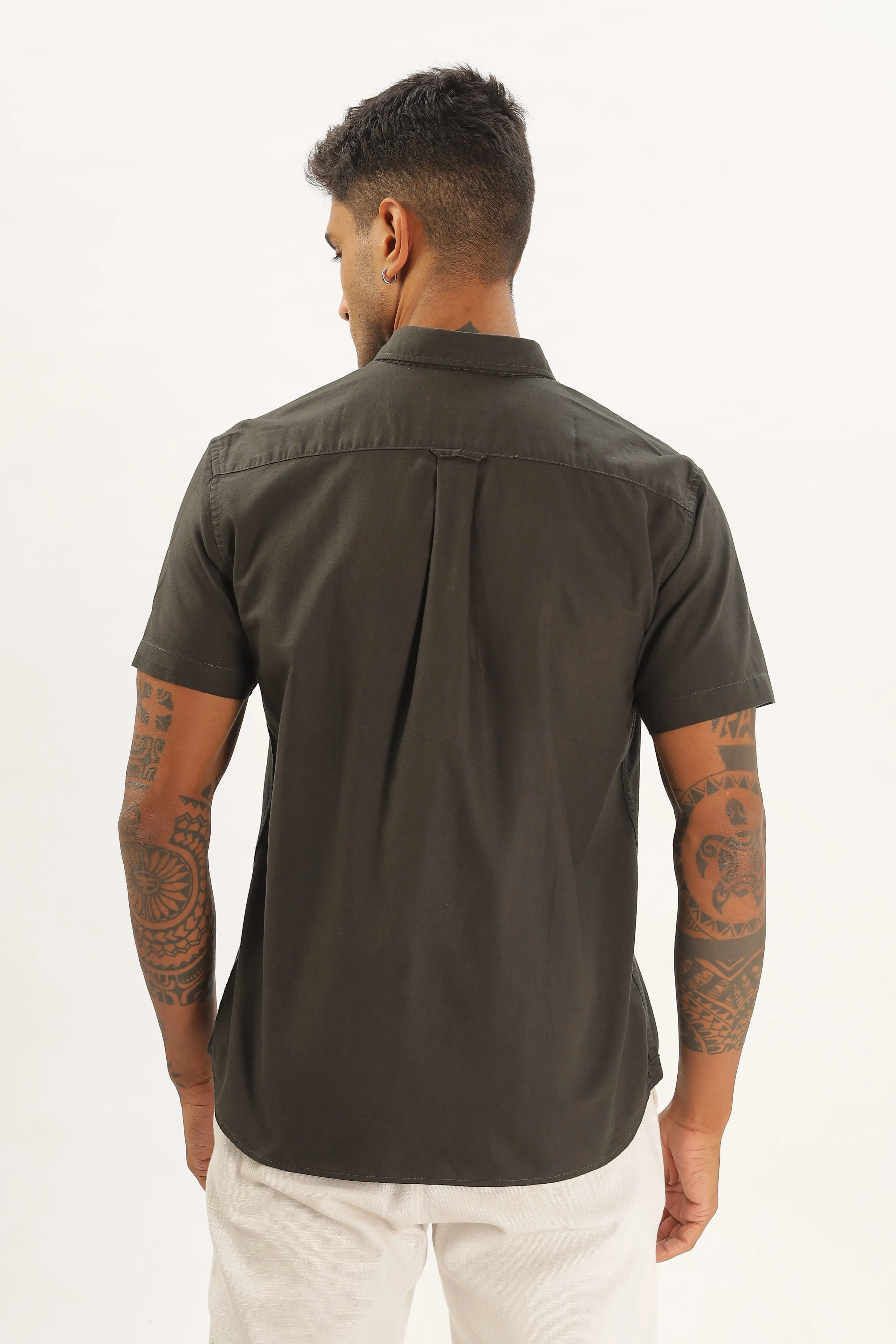 Dark Green Half Sleeve Regular Fit Shirt