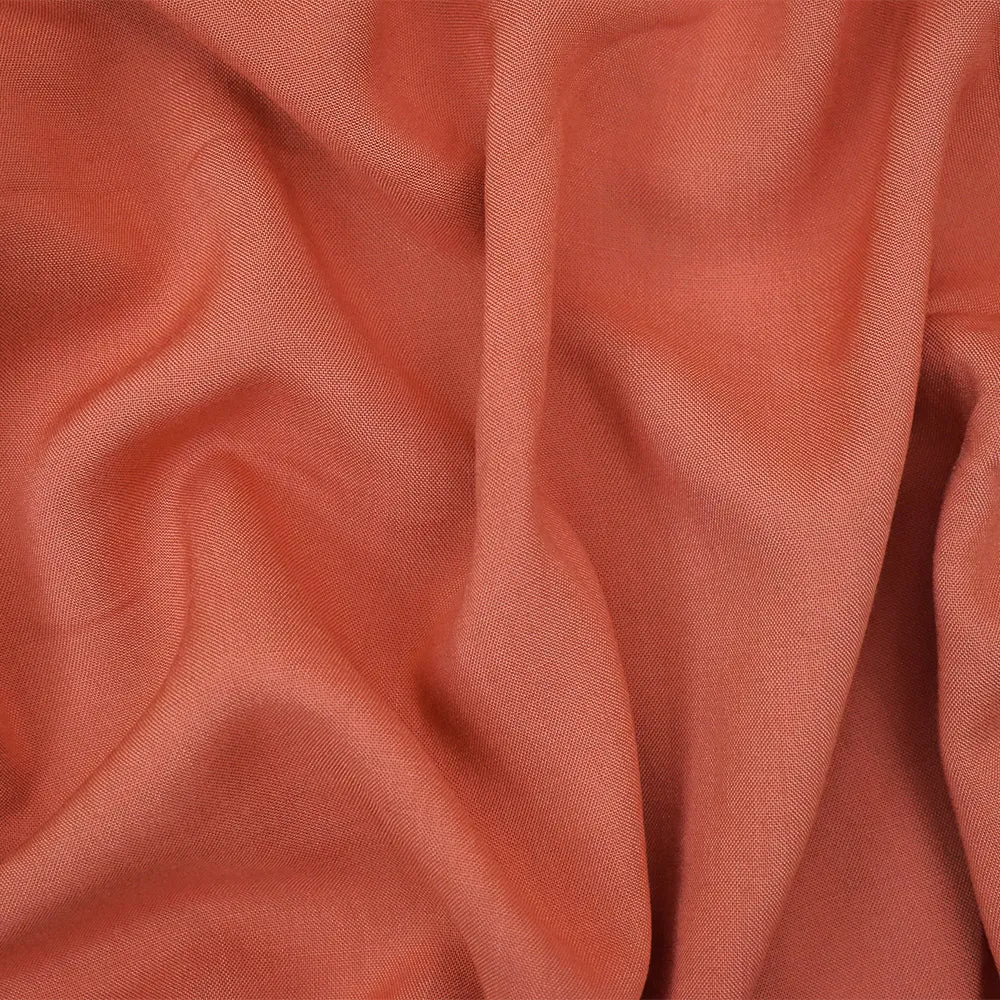 Deep Apricot Pink Solid Challis Woven Fabric