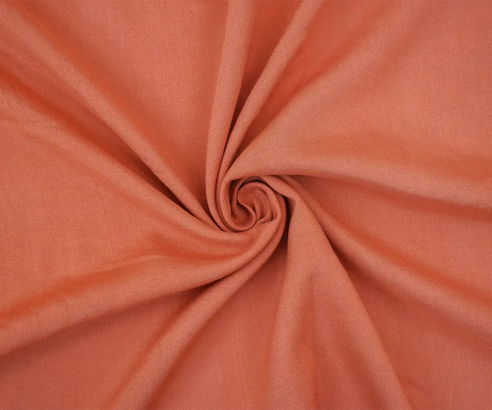 Deep Apricot Pink Solid Challis Woven Fabric