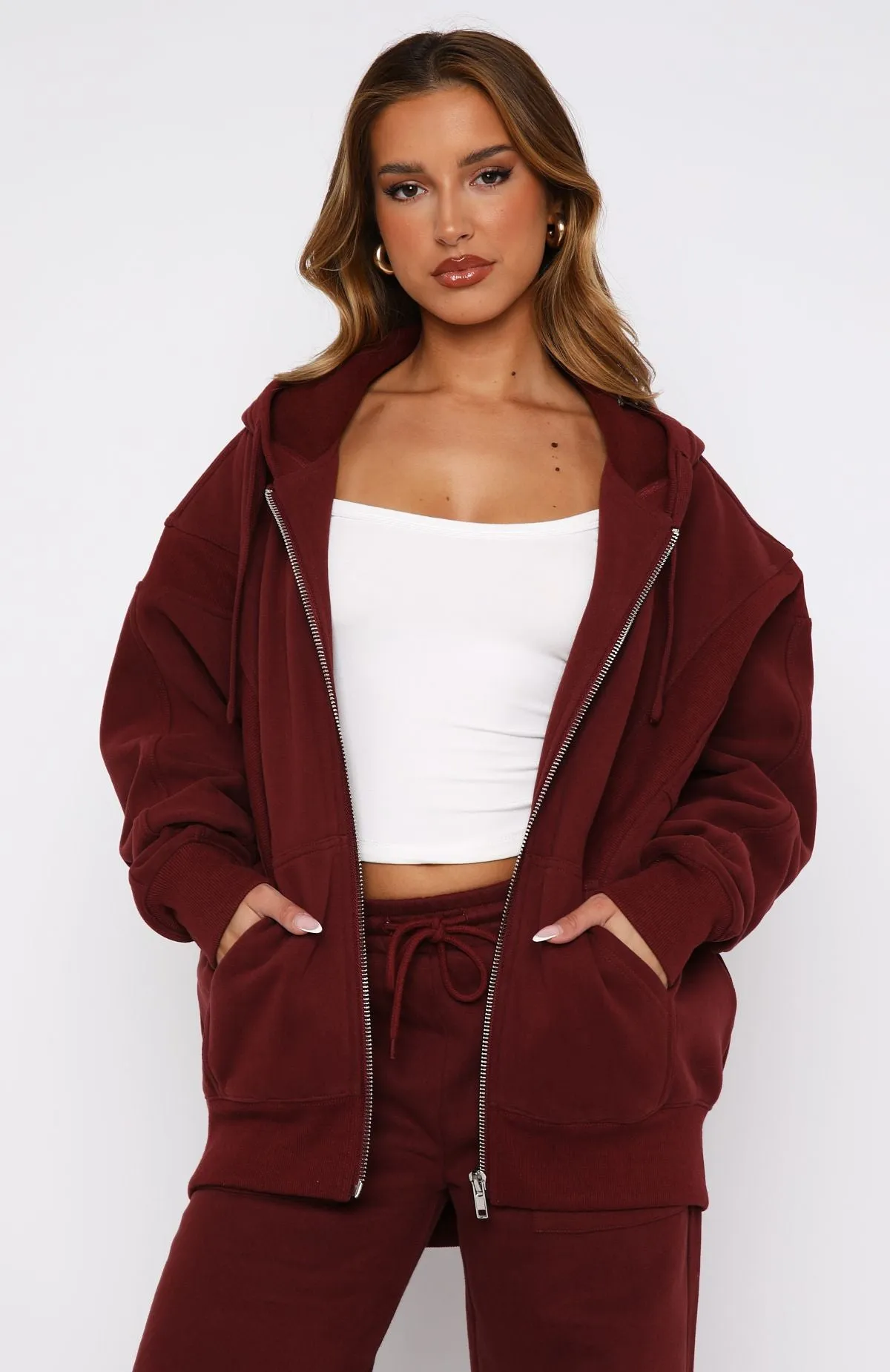 Everything You Want Zip Front Hoodie Merlot