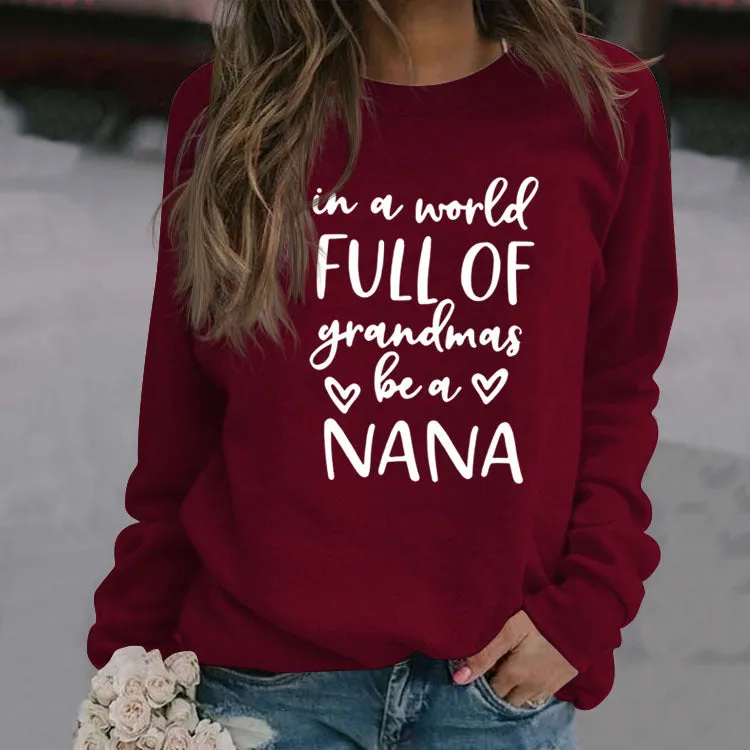 In A World Full Fashion Letter Round Neck Long Sleeve Oversized Sweater Girl