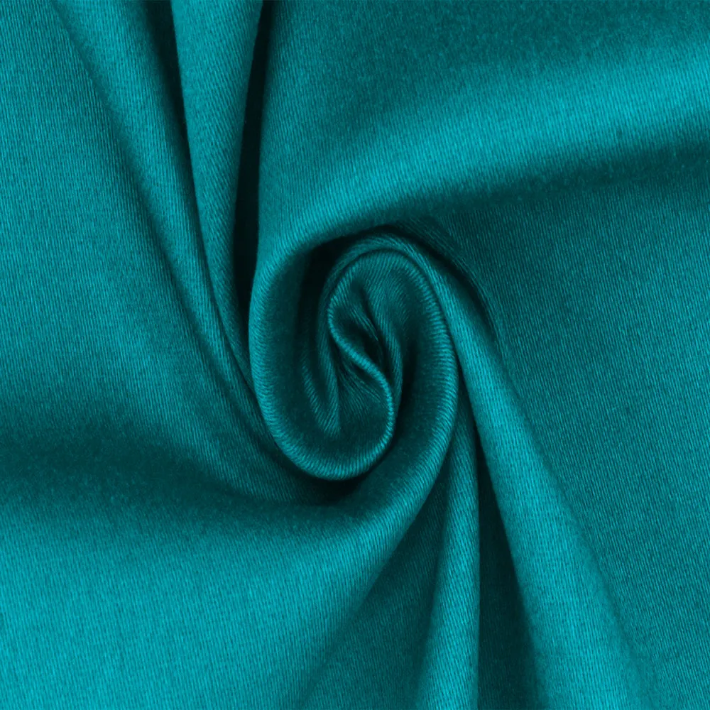 Jewel Tone Turquoise Solid Stretch Cotton Sateen Woven Fabric