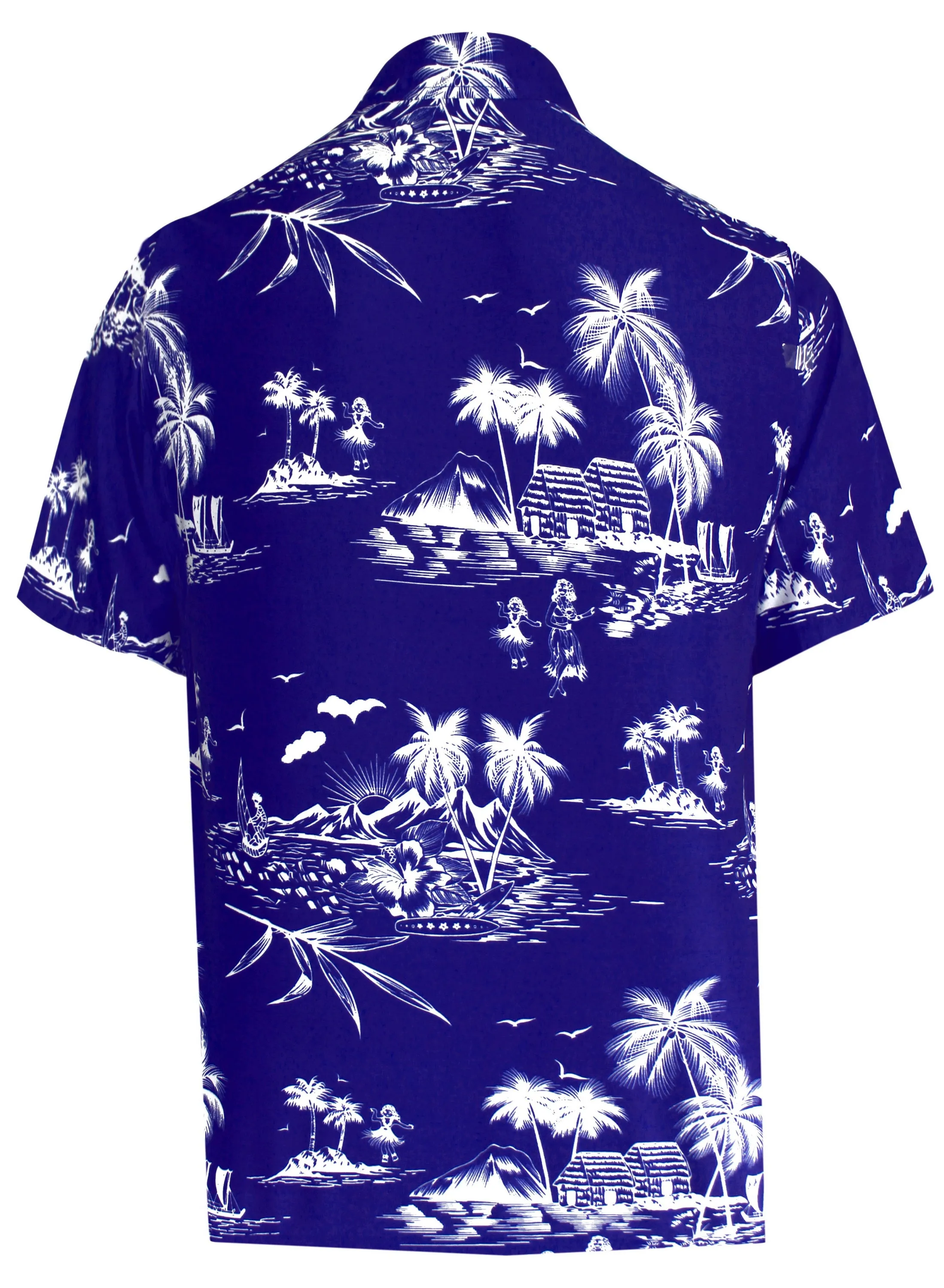 LA LEELA Shirt Casual Button Down Short Sleeve Beach Shirt Men Aloha Pocket shirt Blue_W420