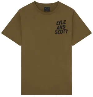 Lyle and Scott Mens Ripple Logo T Shirt Olive