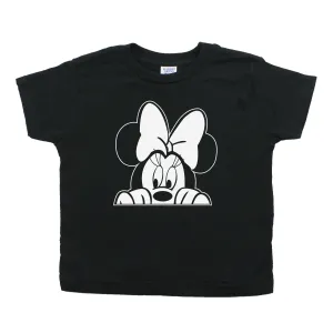 Minnie Mouse with Bow Peeking Toddler Short Sleeve Cotton T-Shirt