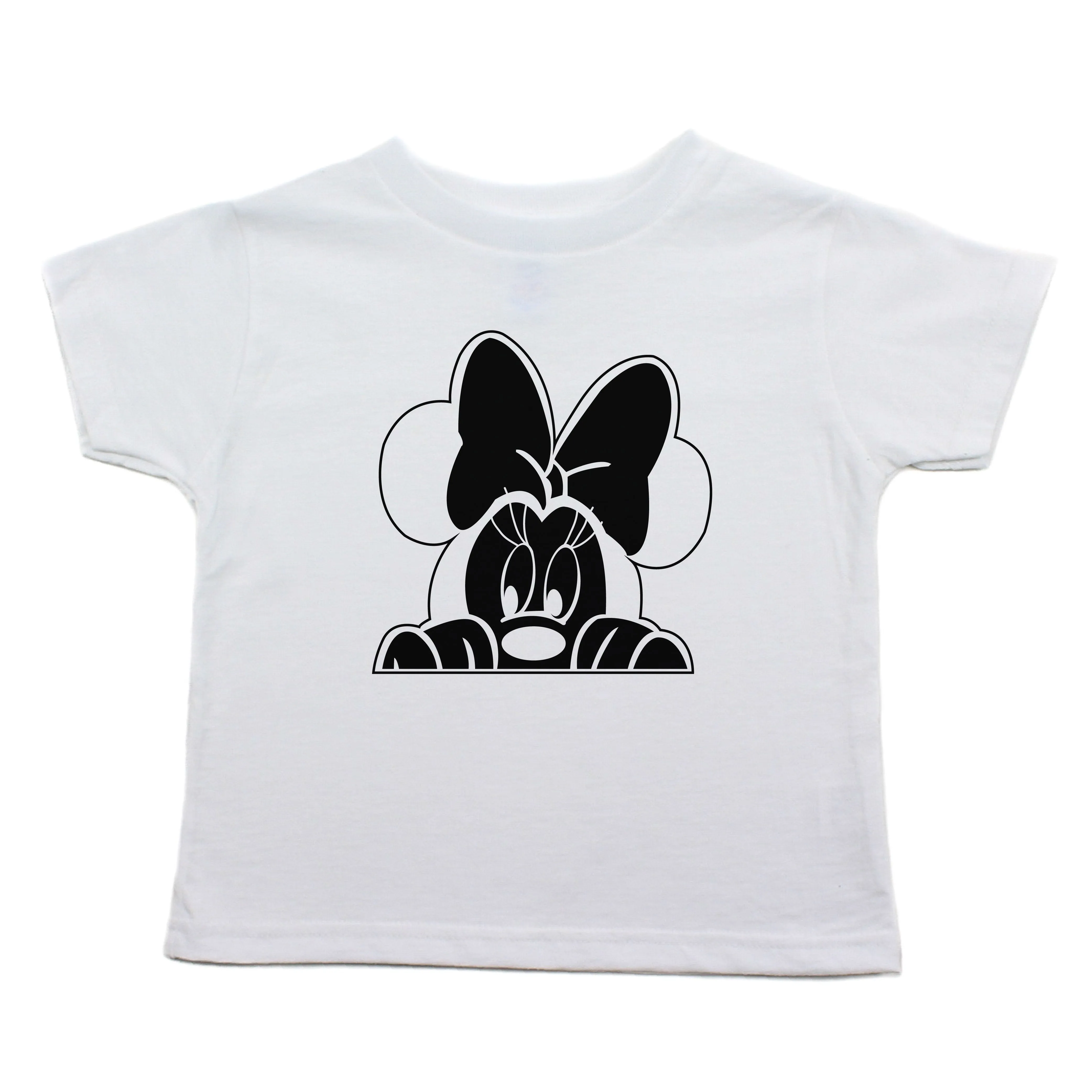 Minnie Mouse with Bow Peeking Toddler Short Sleeve Cotton T-Shirt