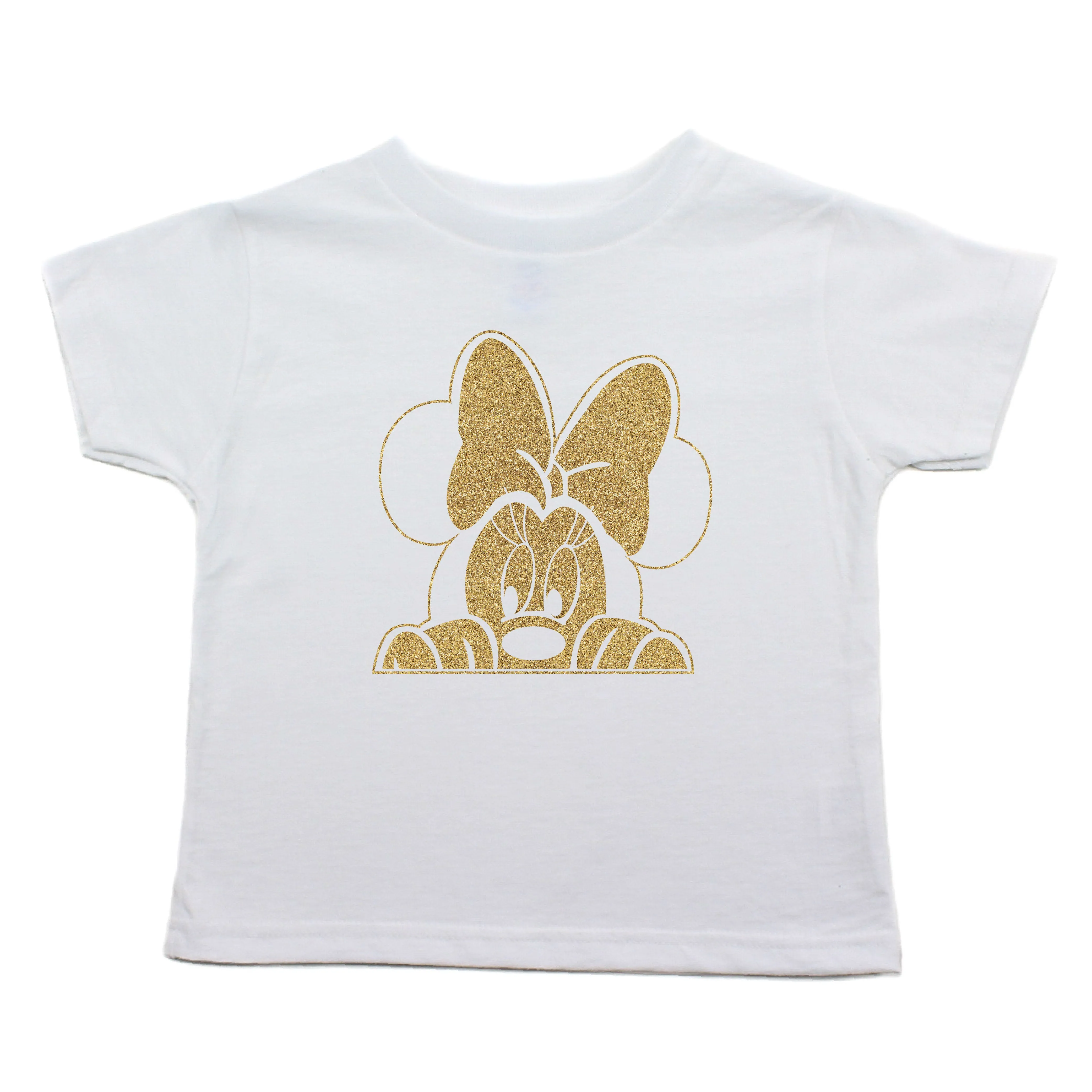 Minnie Mouse with Bow Peeking Toddler Short Sleeve Cotton T-Shirt