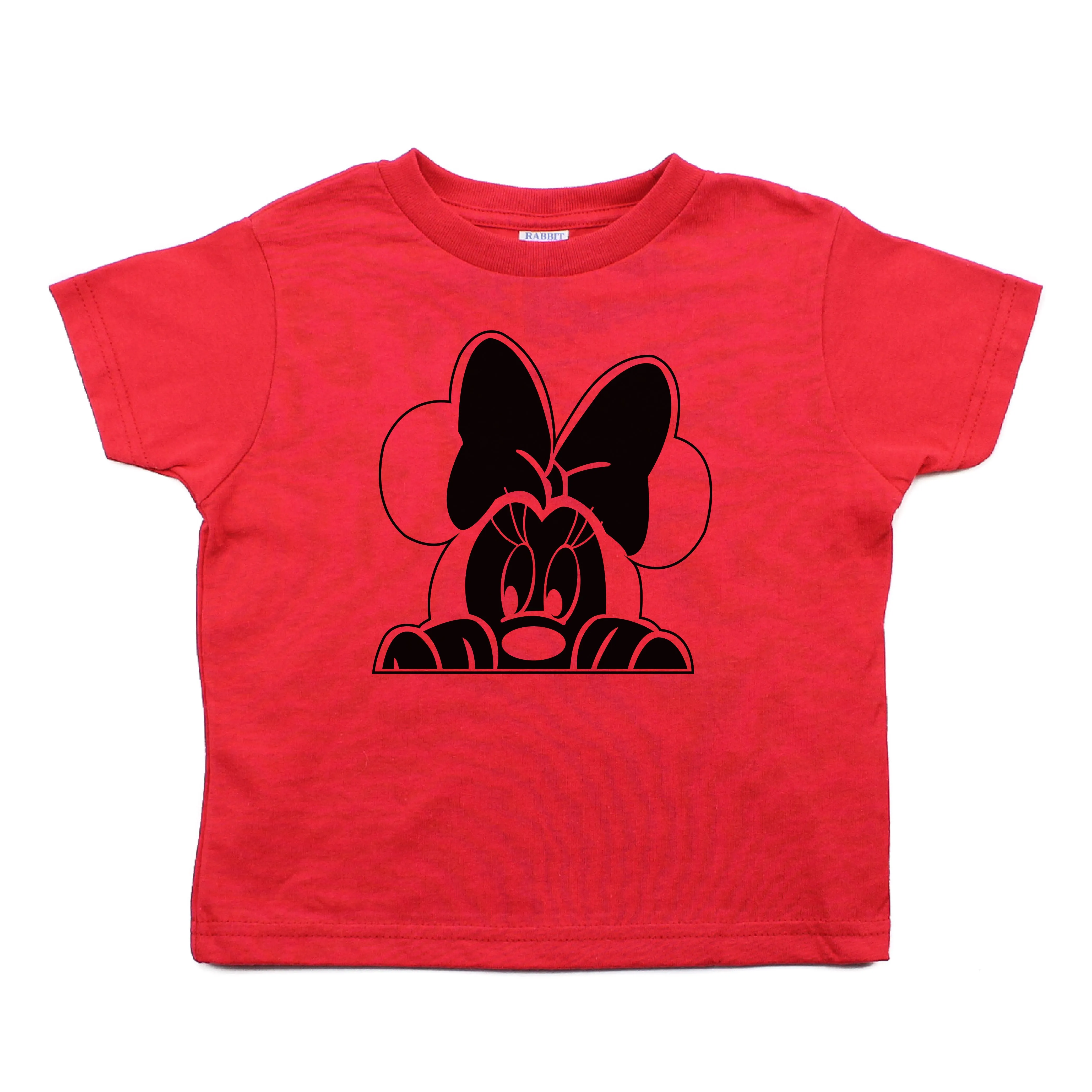 Minnie Mouse with Bow Peeking Toddler Short Sleeve Cotton T-Shirt