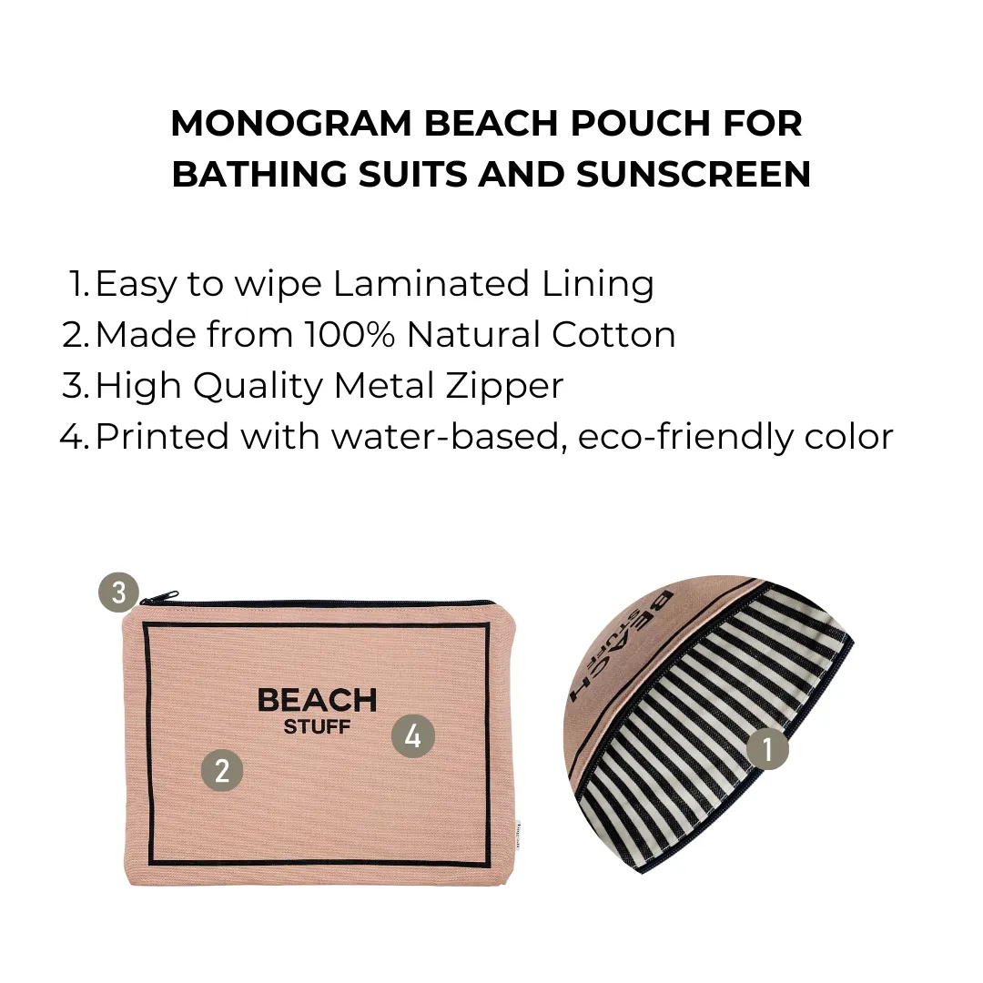 Monogram Beach Pouch for Bathing Suits and Sunscreen, Pink/Blush