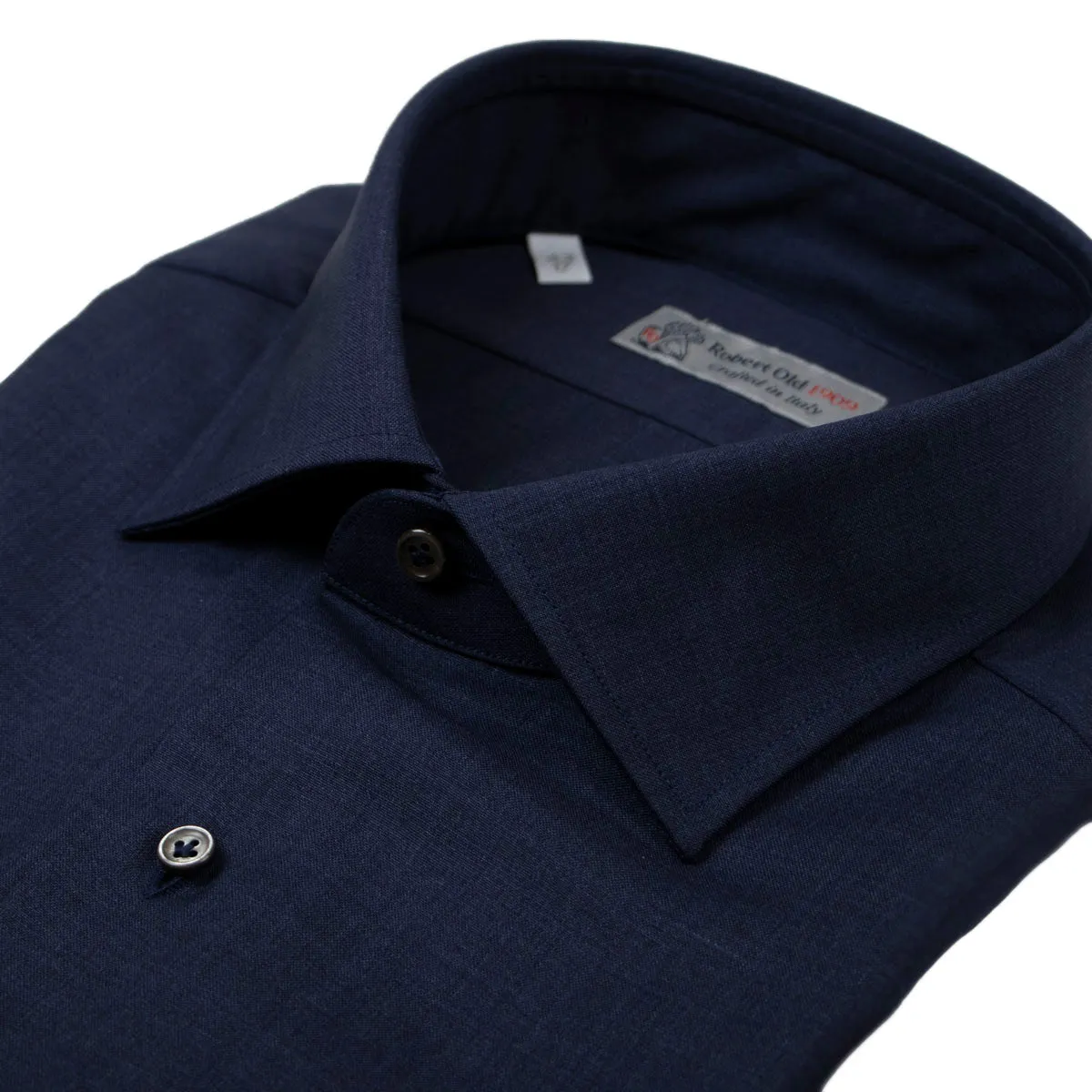 Navy Pure Merino Wool Italian Long Sleeve Shirt