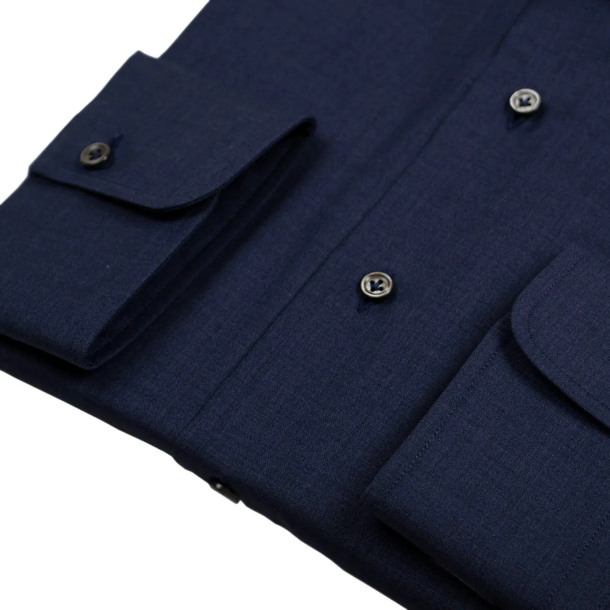 Navy Pure Merino Wool Italian Long Sleeve Shirt