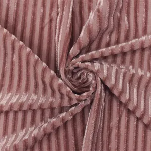 Pink Stripe Burnout Stretch Poly Spandex Velvet Knit Fabric