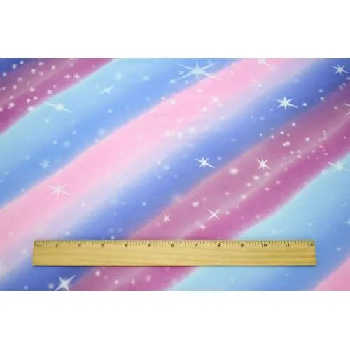 Pink/Mauve/Blue Print Stripe Galaxy Printed DTY Brushed Knit Fabric