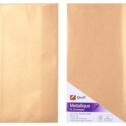 Quill Dl Metallique Envelopes Autumn Gold Pack 10