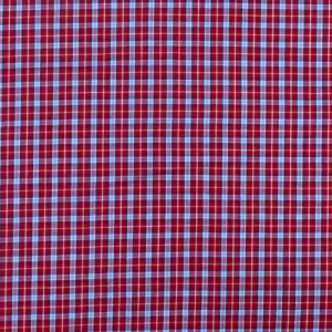 Red-Blue-Multi Plaid Cotton Polyester Madras Woven Fabric