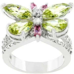 Rhodium Plated Butterfly Cocktail Ring