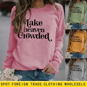 Round Neck Set Tops Long Sleeve Makeheaven Print Loose Sweatshirt