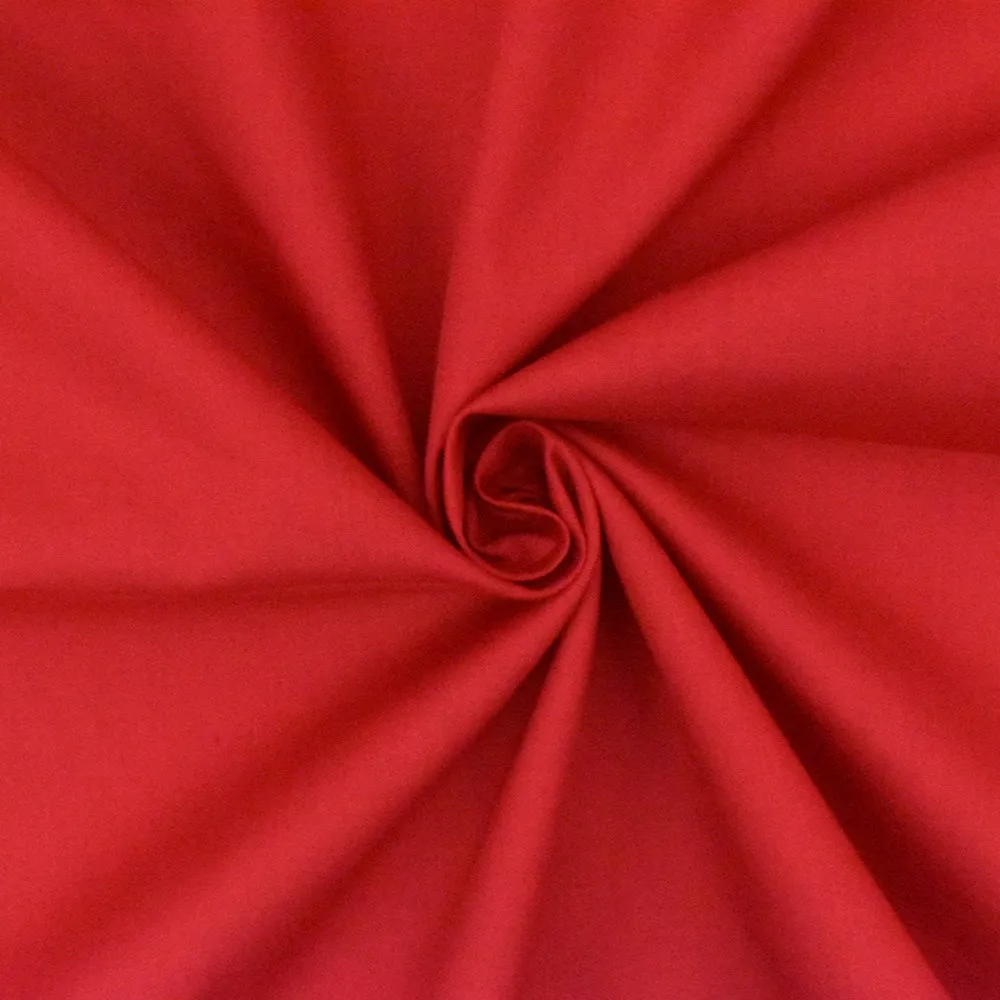 Scarlet Red Famous Designer Solid Polyester Cotton Poplin Woven Fabric