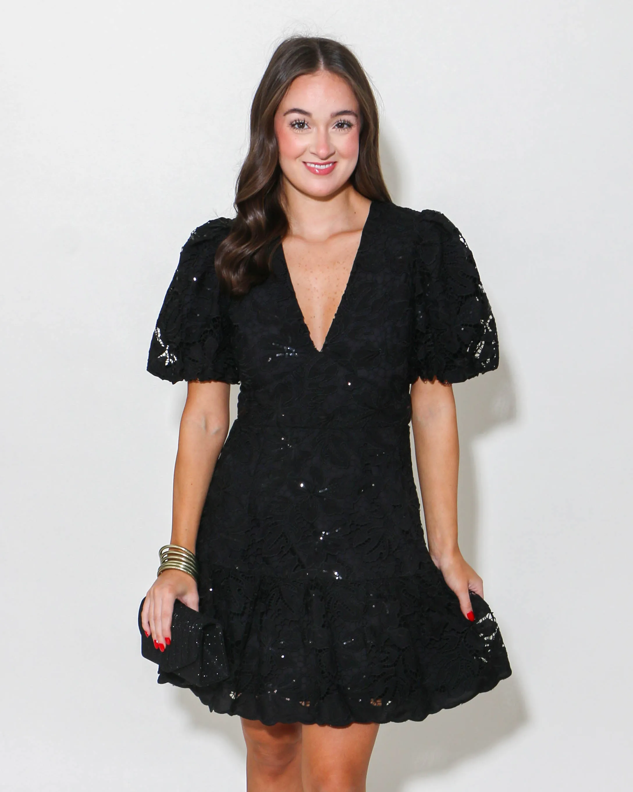 Sequin Lace Mini Dress