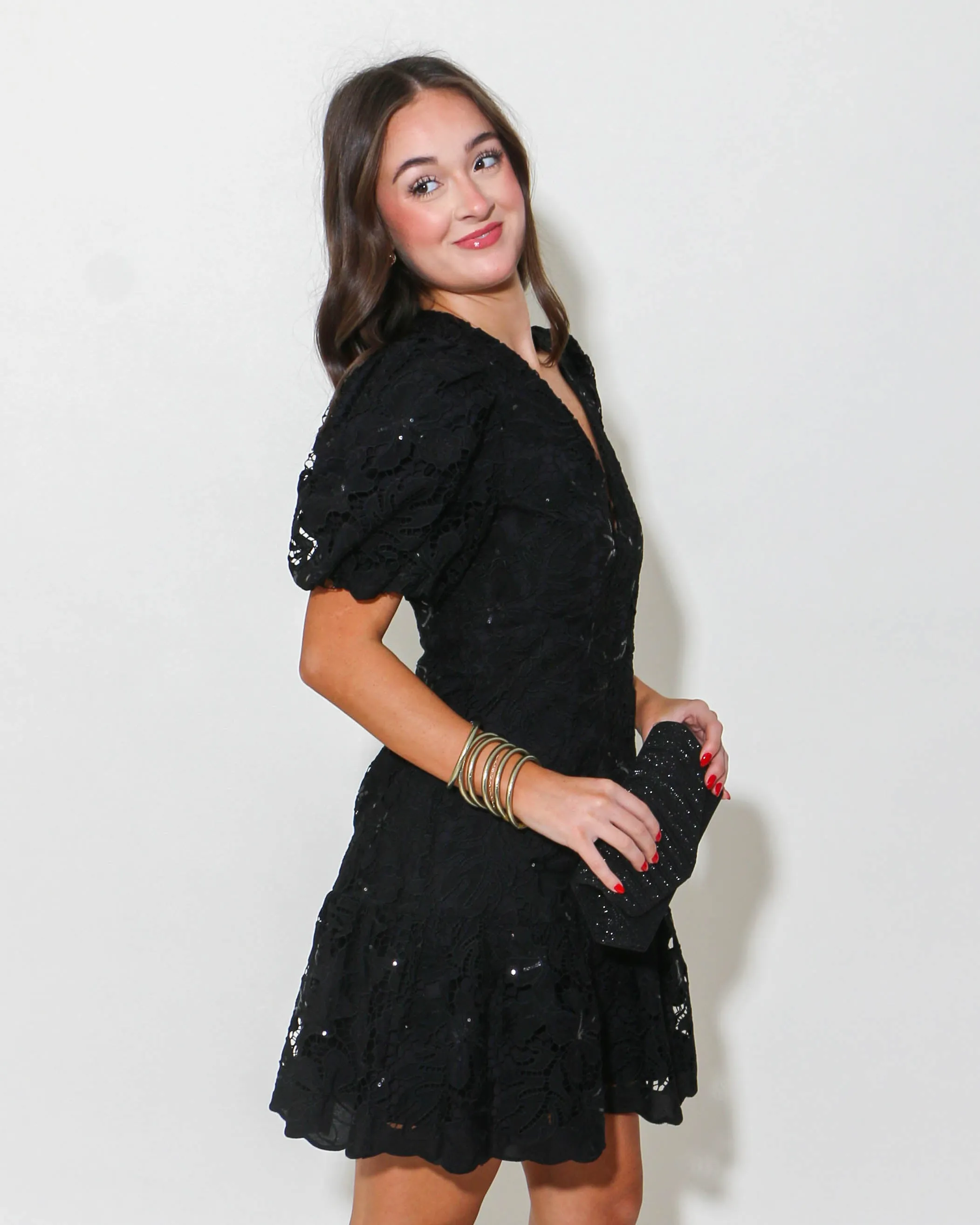 Sequin Lace Mini Dress