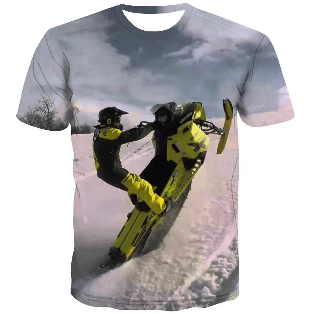 Ski T shirts Men White Shirt Print Movement Tshirts Cool Snowfield T-shirts 3d