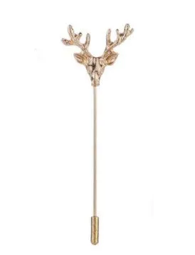 Stag's Head Lapel Pin, Gold