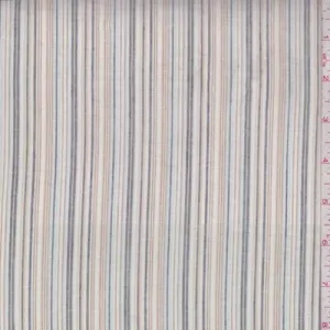 Tan/Pale Blue Pinstripe Cotton Lawn Fabric