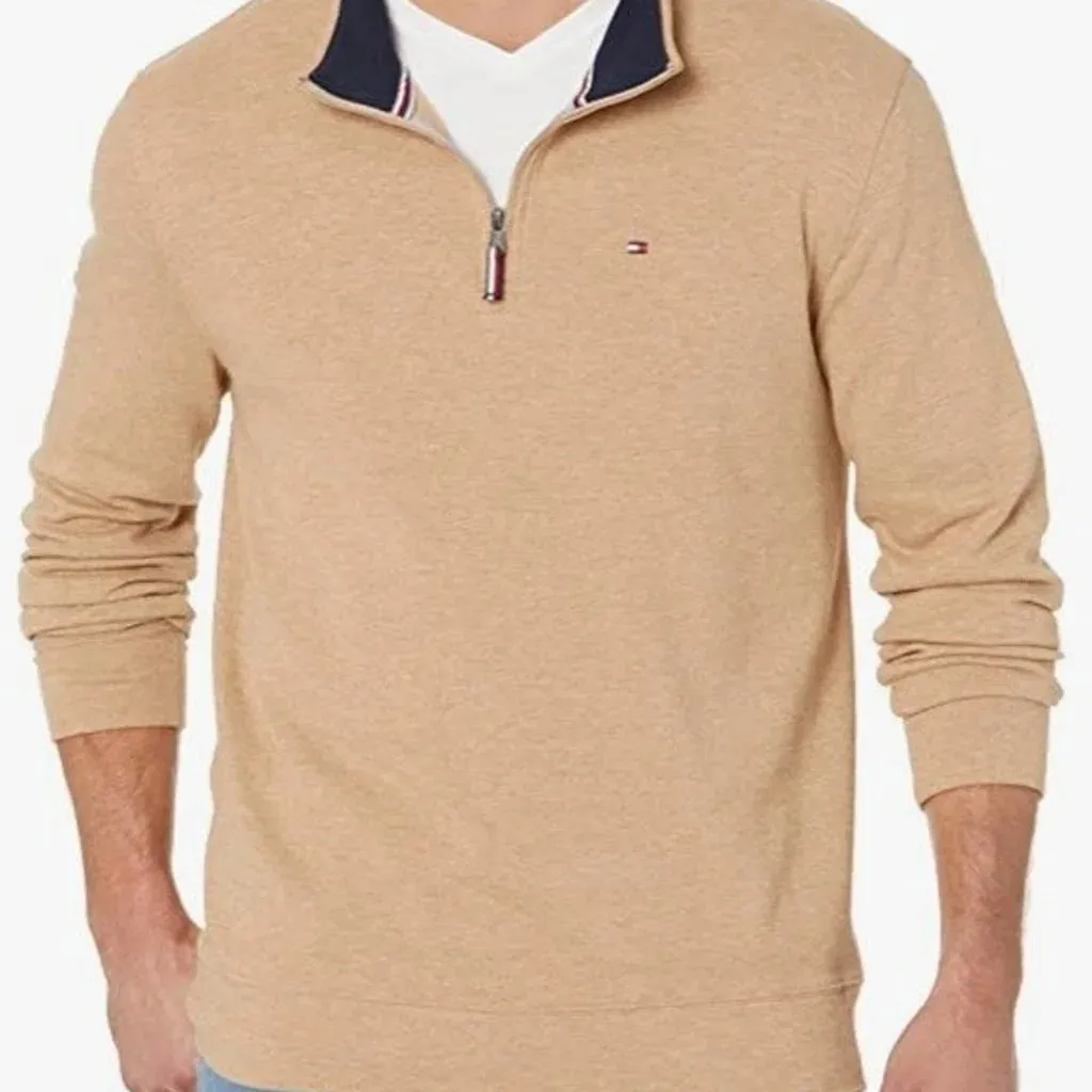 Tommy Hilfiger Men’s Long Sleeve Fleece Quarter Zip Pullover Sweatshirt