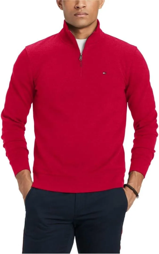 Tommy Hilfiger Men’s Long Sleeve Fleece Quarter Zip Pullover Sweatshirt